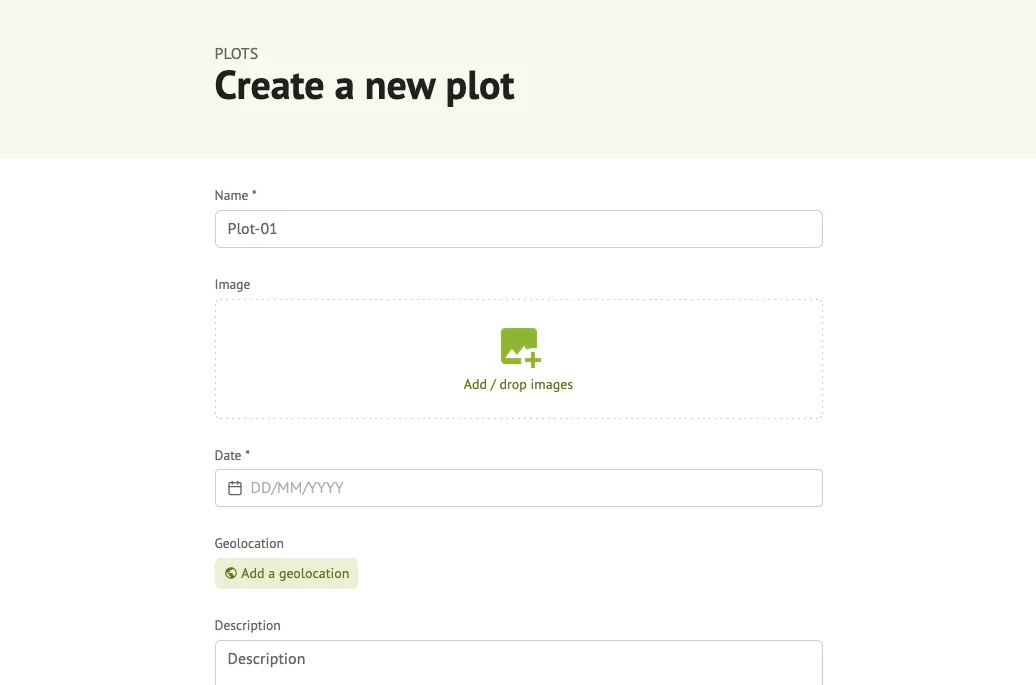 Novo formulário de placette